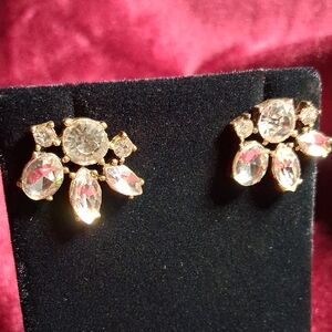 Gold and Crystal Floral Earrings